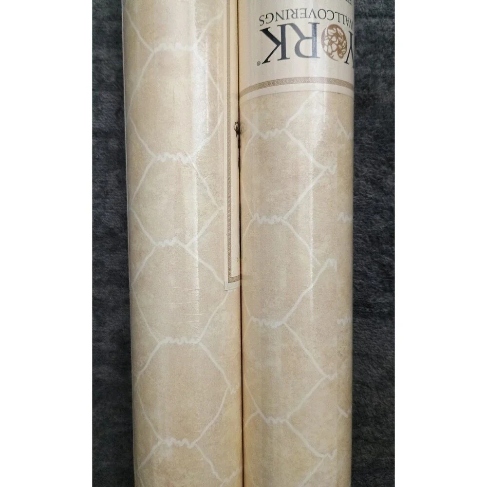 Imperial Wallpaper Vintage 2 DBL Rolls Prepasted Beige&White BG3421 56 SQ. Ft.